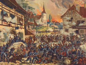 Le truppe tedesche attaccano Saint-Privat-la-Montagne, battaglia di Gravelotte