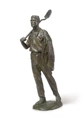 Lavoratore con pala e cappotto