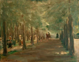 Viale nel Tiergarten con cavalieri e passeggiatori