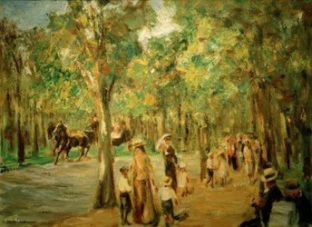 Viale nel Tiergarten con passeggiatori e carrozza
