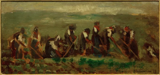 Lavoratori nel campo di barbabietole - Studio di composizione