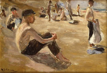 Ragazzi al bagno (olio su tavola)
