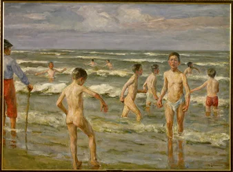 Ragazzi che fanno il bagno (pittura su tela)