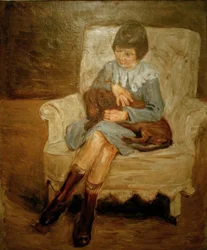 La nipote di Liebermann con bassotto in grembo