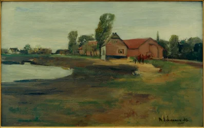 Strada del villaggio a Militsch (Paesaggio con stagno)