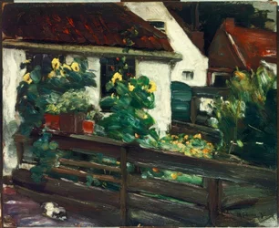 Giardino con girasoli