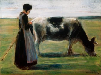 Ragazza con mucca, XIX secolo