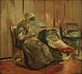 Interno con donna che cuce