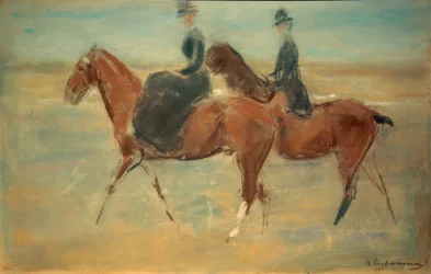 Cavaliere e cavallerizza al mare