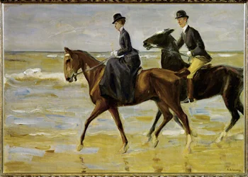 Cavalieri sulla spiaggia (dipinto su tela)