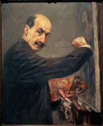 Autoritratto al cavalletto a destra