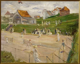 Tenniscourt con giocatori a Noordwijk, Paesi Bassi (dipinto su tela)