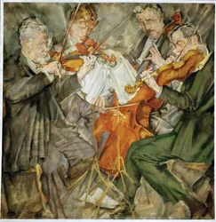 Il famoso quartetto Rose. Arnold Rose", a sinistra (olio su tela)