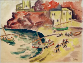 Baia portuale con pescatori