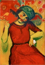 Ragazza con ventaglio rosso