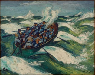 Scialuppa di salvataggio in mare mosso