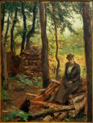 Nini sul mucchio di legna