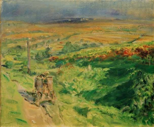 Paesaggio palatino con tinozza di vino