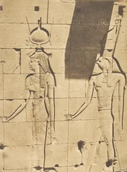 Iside e Horus-Arsiési - Bassorilievo del Tempio di Kalabcheh Talmis, 8 aprile 1850