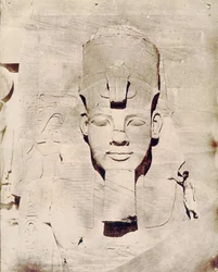 Viaggio in Egitto con Flaubert, foto di Maxime Du Camp. Colosso di Abu Simbel (Abu Simbel).