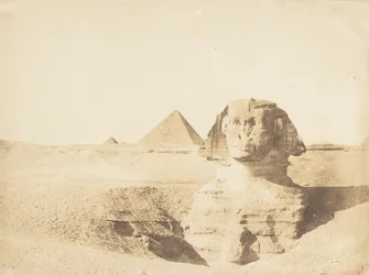 Veduta del grande Sfinge e della grande piramide di Menkaure