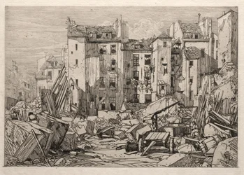 Demolizione di vecchie case a Parigi, 1862