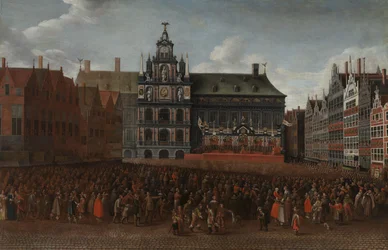La proclamazione della pace di Münster sul Grote Markt di Anversa
