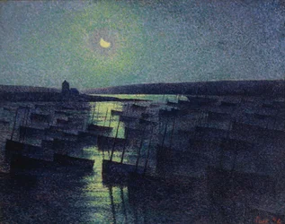 Camaret, chiaro di luna e barche da pesca