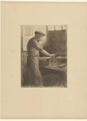 Stampatore al lavoro in atelier