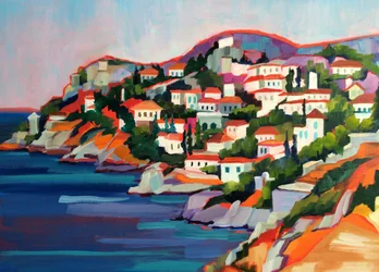 Colorato villaggio costiero