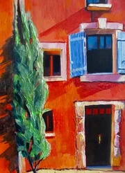 Casa rossa, persiane blu