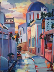 Via del tramonto a Santorini