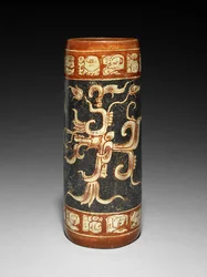 Vaso con pianta di fico animata, 600-900 d.C.