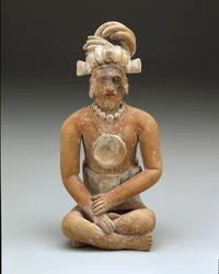 Uomo barbuto seduto, Periodo Tardo Classico, c.600-900