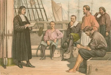 McWard predica ai marinai a Rotterdam (incisione a colori)