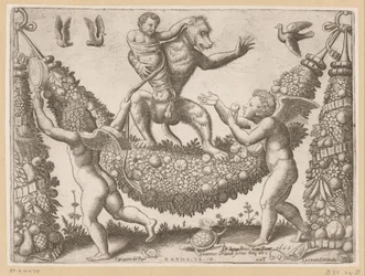 Putti che deridono una scimmia