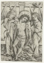 Il corpo di Cristo sostenuto da due angeli
