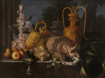 Natura morta, conchiglie e oreficeria