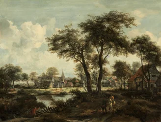 Villaggio vicino a uno Stagno