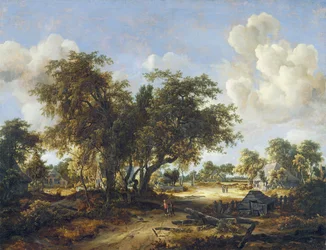 Paesaggio boscoso con casolari, 1665