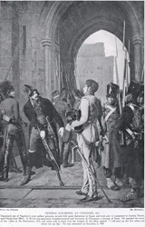 Il generale Daumesnil a Vincennes, 1815, illustrazione dalla «Storia delle nazioni di Hutchinson», 1910 circa