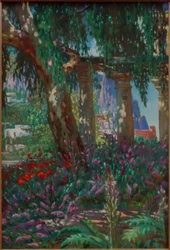 Paesaggio a Capri: Vista su una fila di colonne