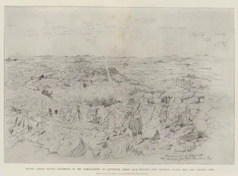 Schizzo di Melton Prior (Facsimile) del bombardamento di Ladysmith, preso da Maiden