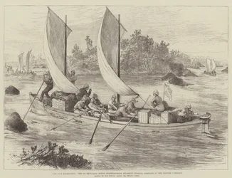 La Spedizione del Nilo, il 1º Battaglione del Reggimento South Staffordshire avanza al Cataratta di Hannek