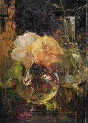 Rose gialle in caraffa