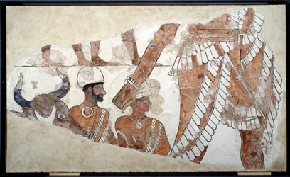 Mesopotamia: Il committente del sacrificio. Dettaglio di un affresco del palazzo di Zimrilim (circa 1782-1759). XVIII secolo a.C. Da Mari. Parigi, Museo del Louvre