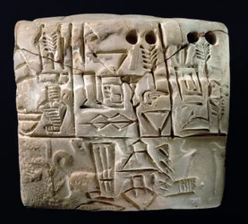Tavoletta cuneiforme pittografica antica, Mesopotamia, Uruk, c.3100-2900 a.C.