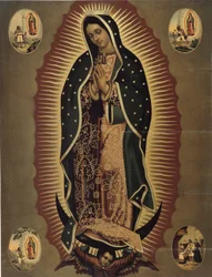 Rappresentazione della Vergine di Guadalupe, patrona del Messico. Stampa del XX secolo. Dimensioni 51 x 39 cm. Musée de la Vallée, Barcelonnette (Alpes-de-Haute-Provence)
