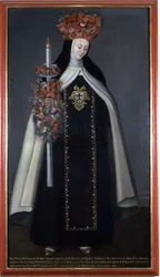 Suor Maria Barbara di San Giuseppe incoronata di fiori, Convento delle Carmelitane, Puebla, Messico
