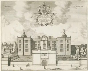 Beaudesert Hall e Parco: incisione su lastra di rame, nd [1653-1686]